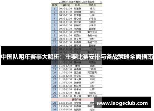 中国队明年赛事大解析：重要比赛安排与备战策略全面指南